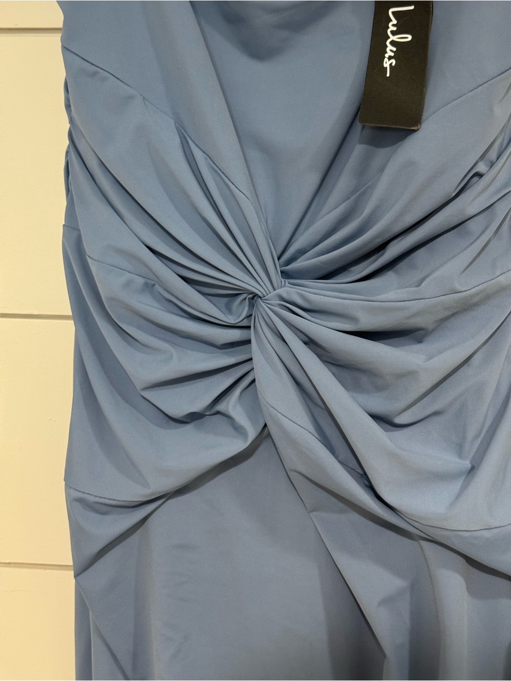 NEW Lulus Mesmerizing Reputation Slate Blue Twist-Front Bodycon Midi Dress XL - Picture 8 of 9